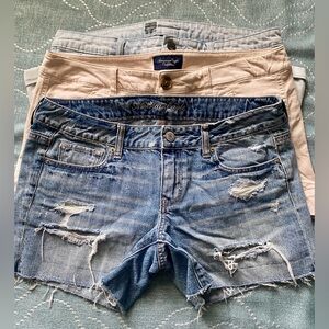 American Eagle Bundle Jean Shorts Peach Khakis + bonus pair! US Size 12